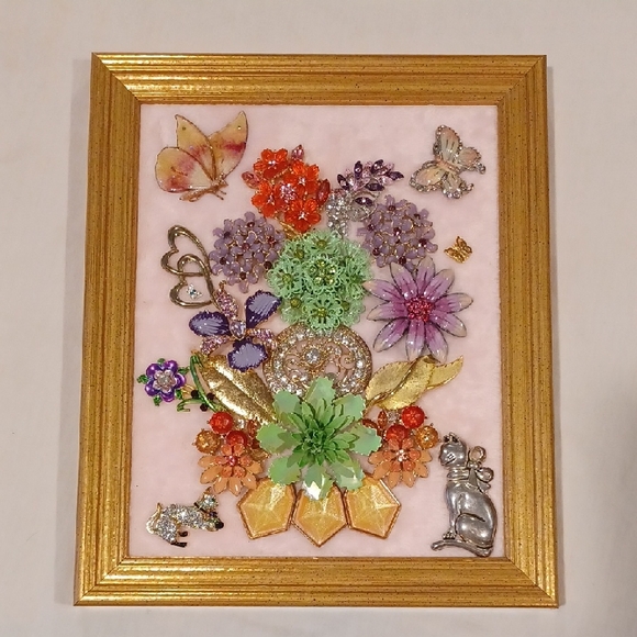 Other - Floral Picture Art With Cats And Butterflies